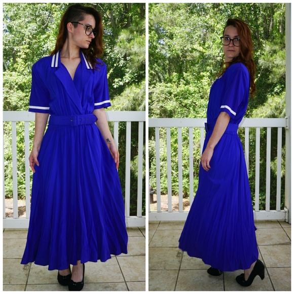 VTG Royal Blue Day Dress - Picture 1 of 4
